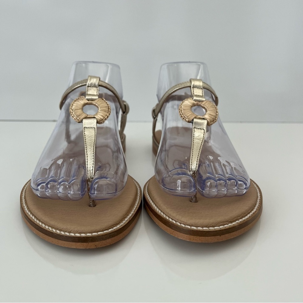 BRUNO MAGLI Jenna T-strap Leather Sandals In Gold NEW - Picture 6 of 14